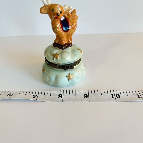 Reindeer Cloud Trinket Ring Box Vintage - Picture 7 of 7